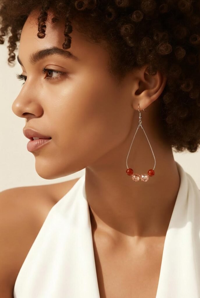 Golden Teardrop Beaded Earrings
