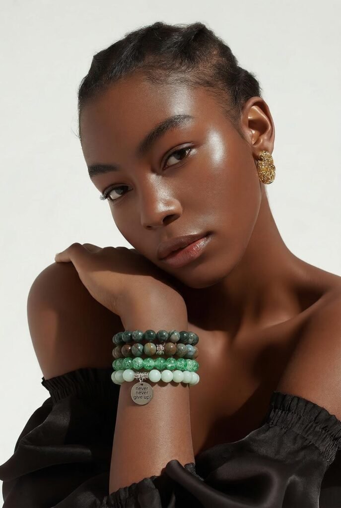 Green beaded stretch Bracelets